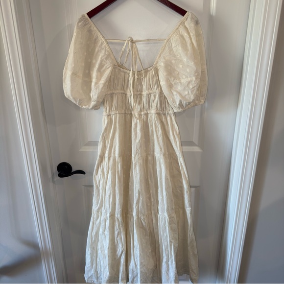 Ulla Johnson Palma Crochet Trimmed Fil Coupe Cotton Midi Dress in Pristine - Picture 16 of 16